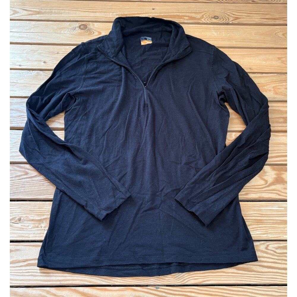 Icebreaker Merino 200 Men’s 1/4 Zip Long Sleeve Top Size L Black R9